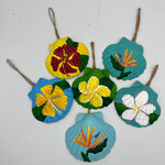 Piazza Art Assorted Seashell Ornaments, Tropical Flowers - Painted shell, uv seal, 4"