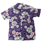 Mission Zero Men's Vintage Aloha Shirt - Sera's Surf n Shore- Purple Pink Flowers - L