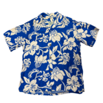Mission Zero Men’s Vintage Aloha Shirt - Sun Fashions of Hawaii - blue flower w/metal buttons - XL