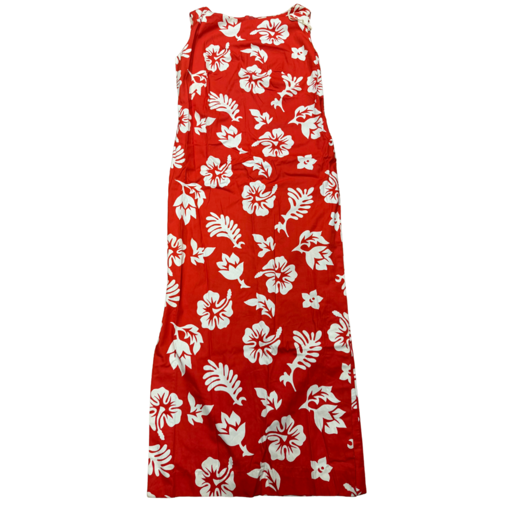 Mission Zero Women’s Vintage Dress - Made in Hawaii (Deadstock)- Red White  Hibiscus - Small