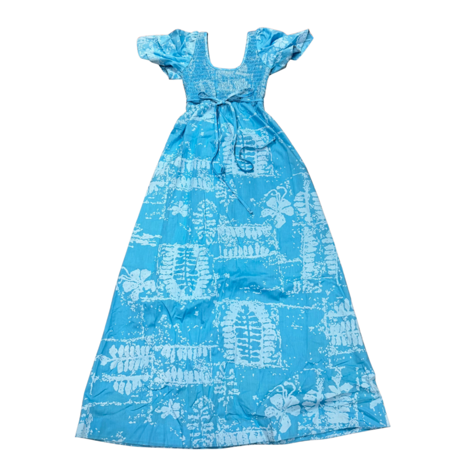 Mission Zero Girl's Vintage Dress - Young Hawaii Fashion - Blue Smocked Top Dress *Could Fit Women Small*