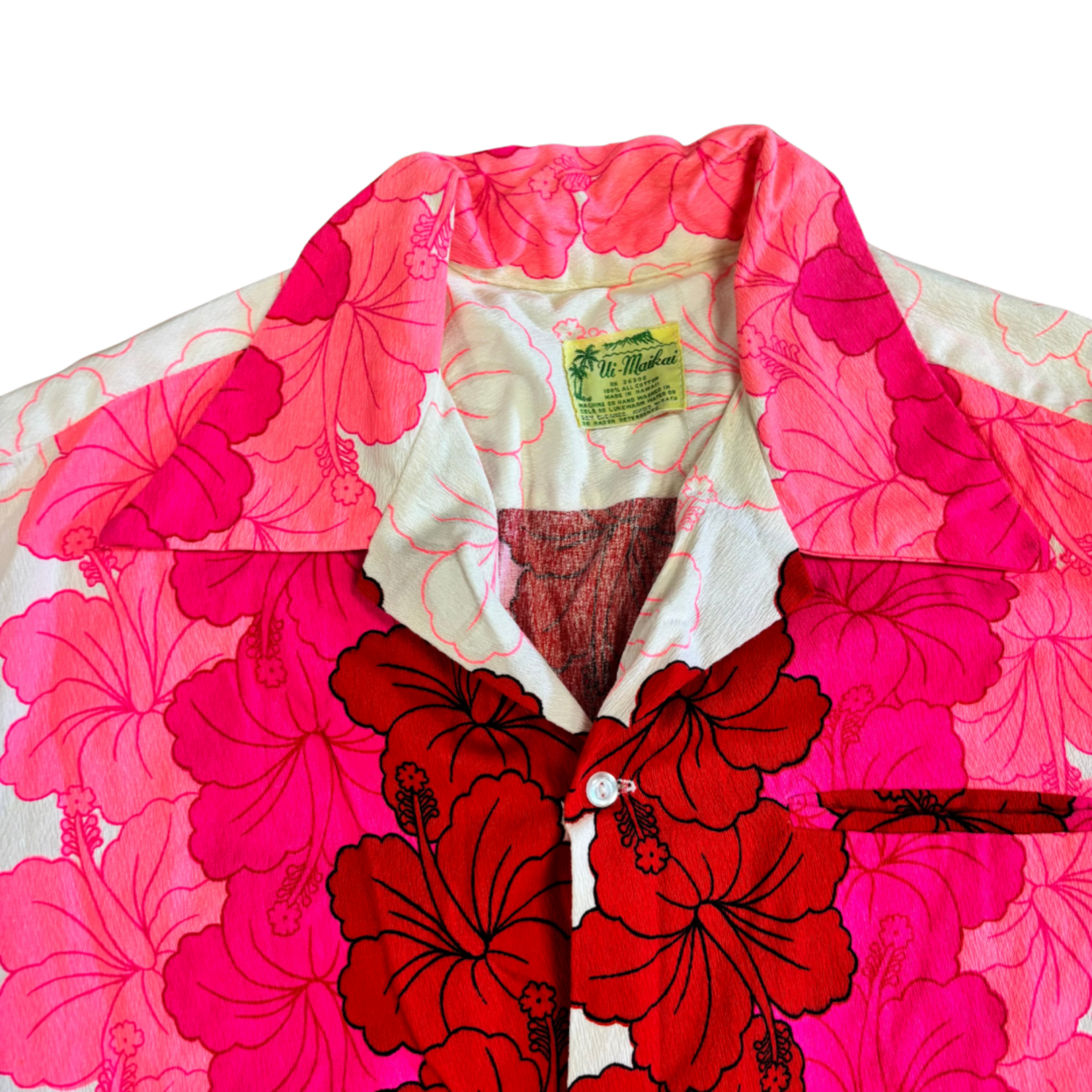 Mission Zero Honeymoon Set Vintage Women's Dres (Small) s & Men's Aloha Shirt (XL) - Ui-Maikai - Pink & White *SOLD AS SET*