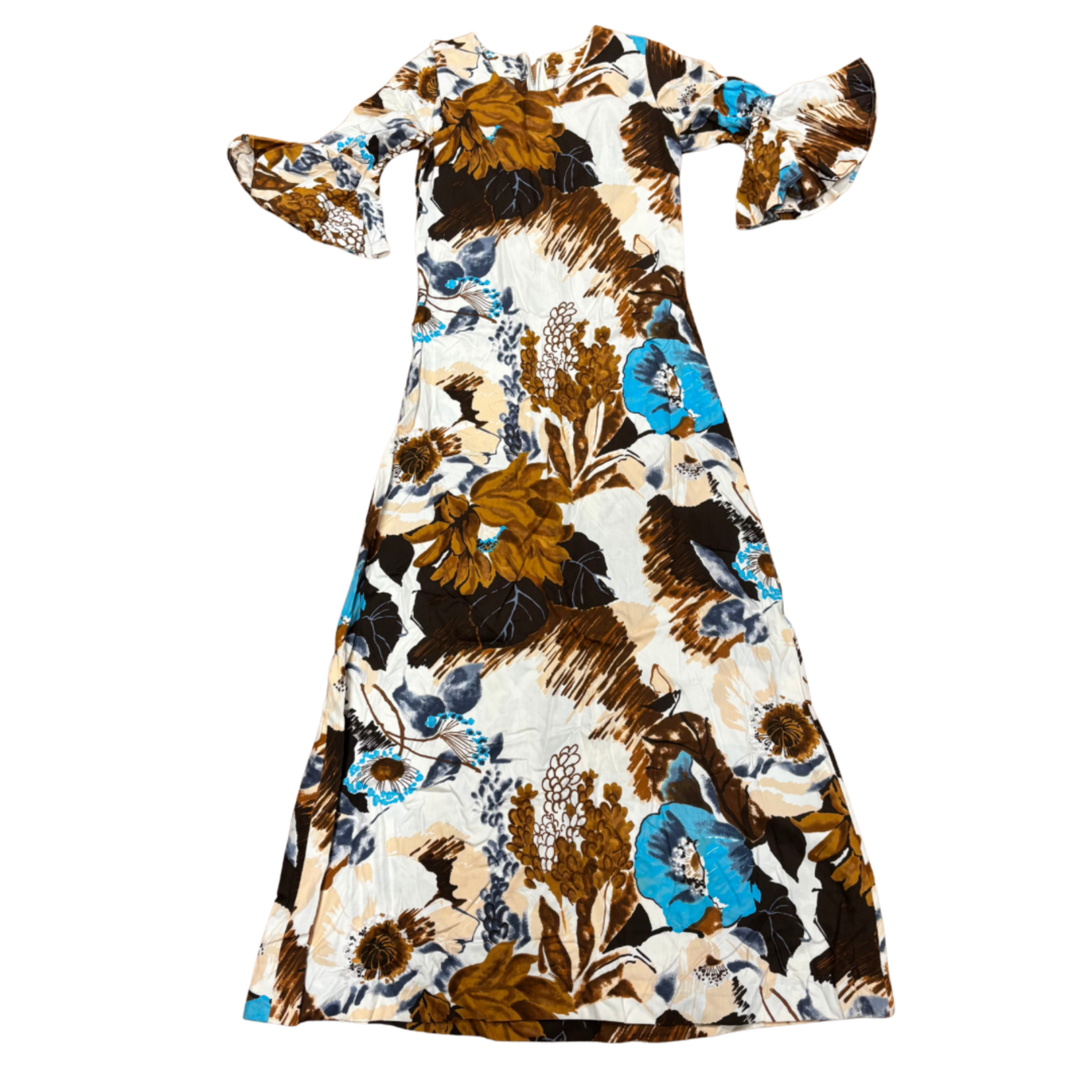 Mission Zero Women's Vintage Dress - Handmade No Label - Metal Zipper Flutter Sleeve - Small