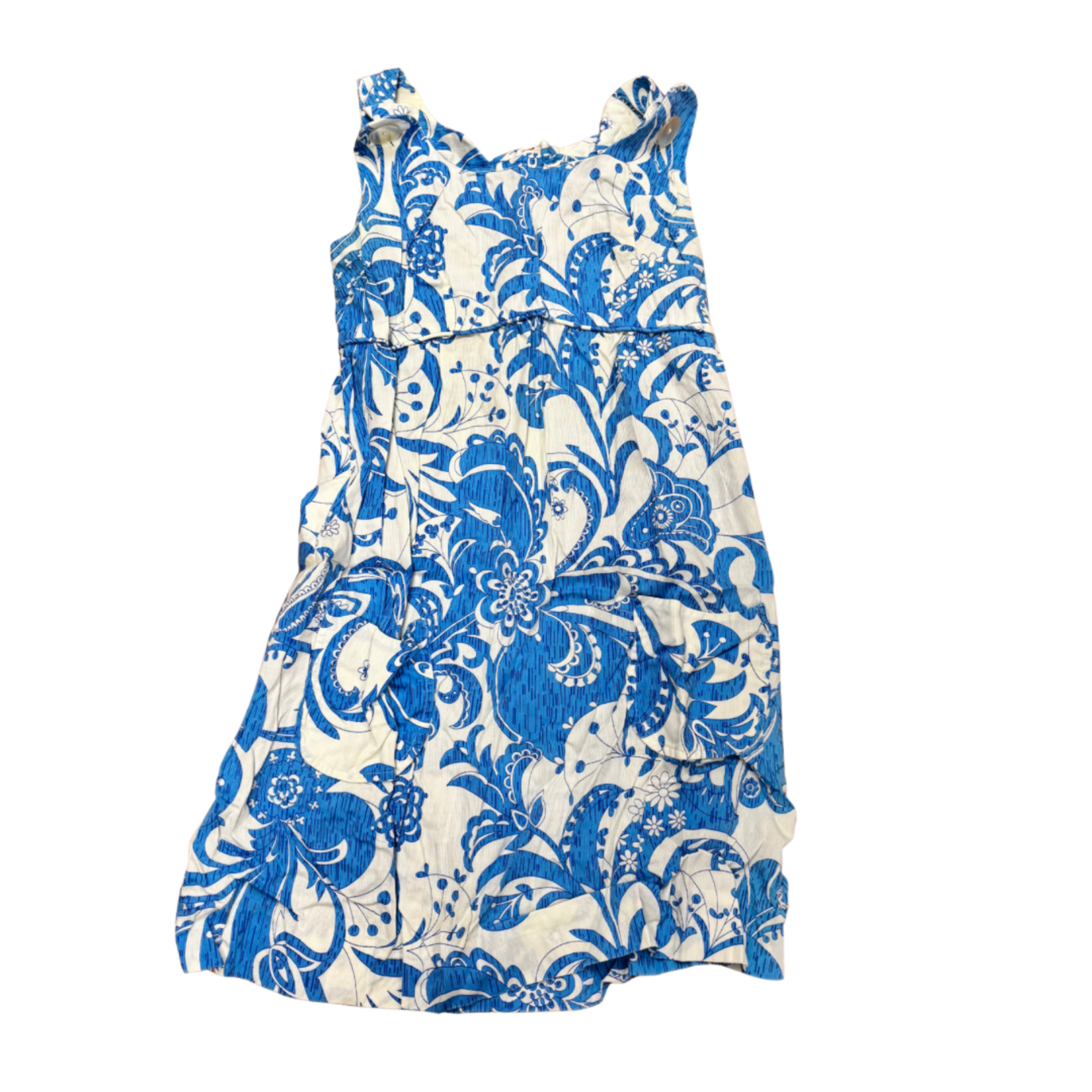 Mission Zero Women's Vintage Dress - No Label -  Metal Zipper Blue White Overall Style with Pockets - XXS