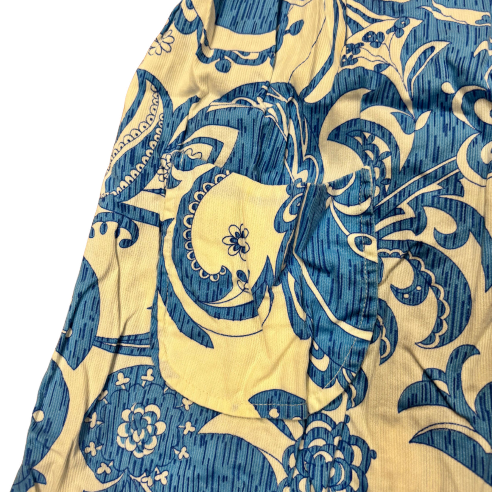 Mission Zero Women's Vintage Dress - No Label -  Metal Zipper Blue White Overall Style with Pockets - XXS