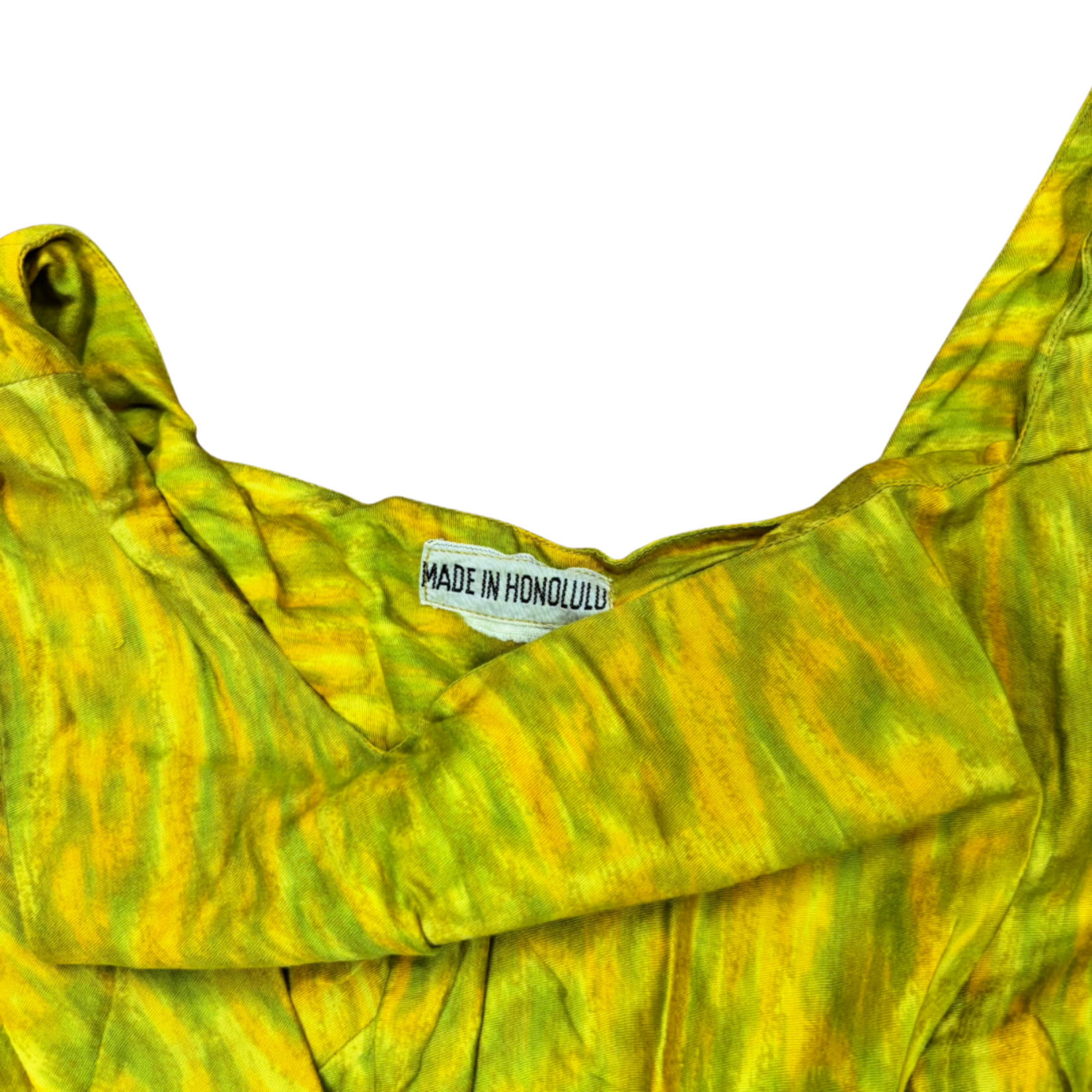 Mission Zero Women’s Vintage Dress - S - Made in Hawaii - Gold and Green Swirl