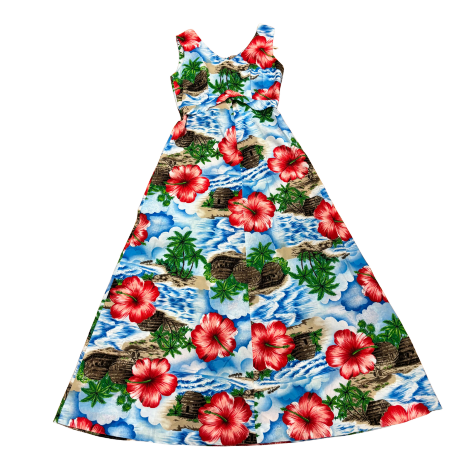 Mission Zero Women’s Vintage Dress - Hukilau Fashion - Makai Beach Hale Print  - Small (6)