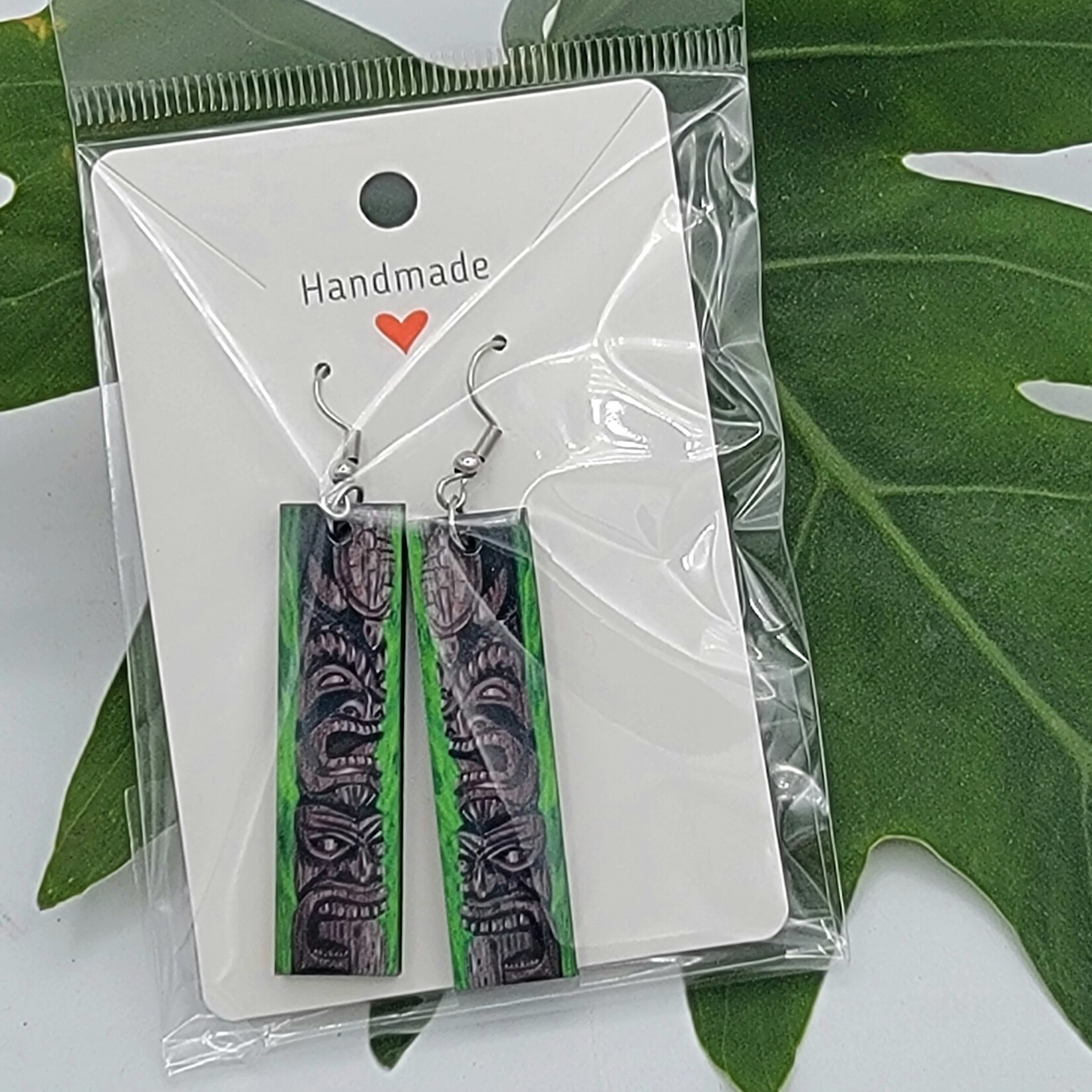Piazza Art Honu Tiki Totem Piazza Art Stainless Steel Bar Earrings