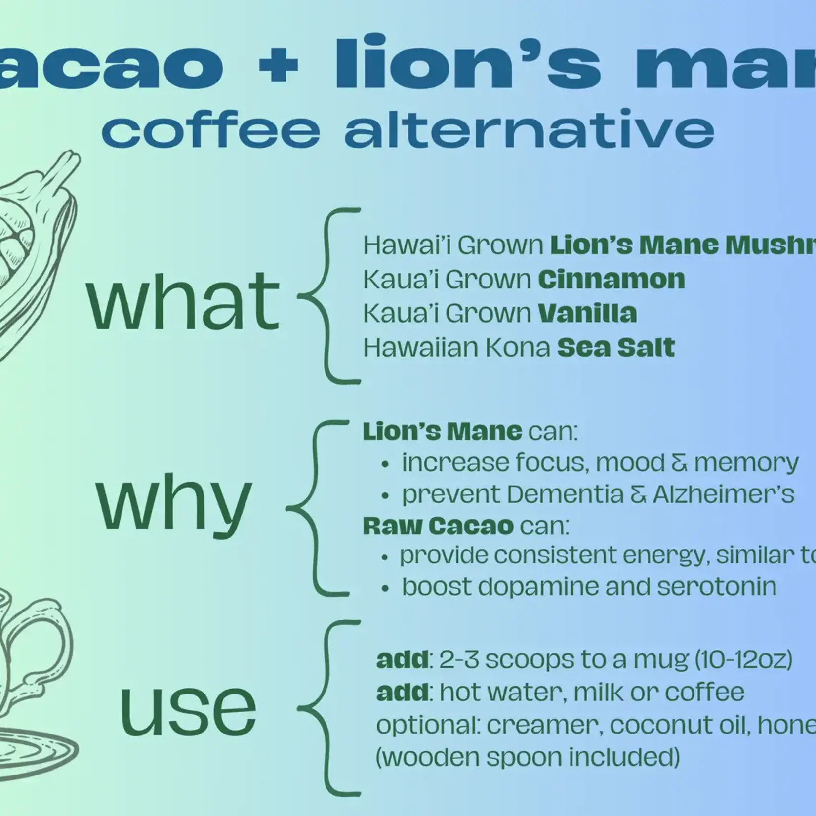 Hawaiian Health Co. Hawaiian Lion's Mane Cacao