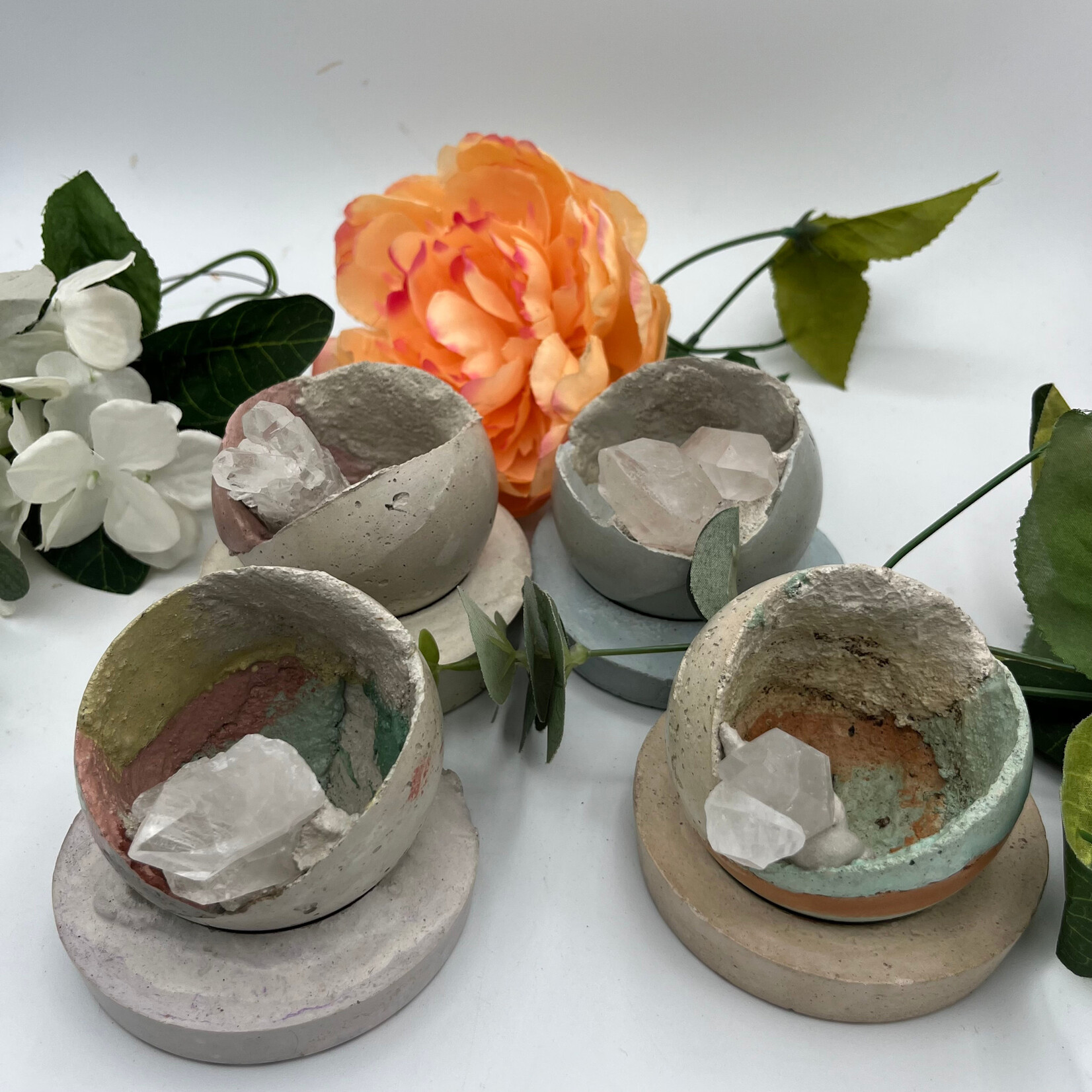 Little McKfarm 2pc Clear Quartz Crystal Planter Small - Each Unique