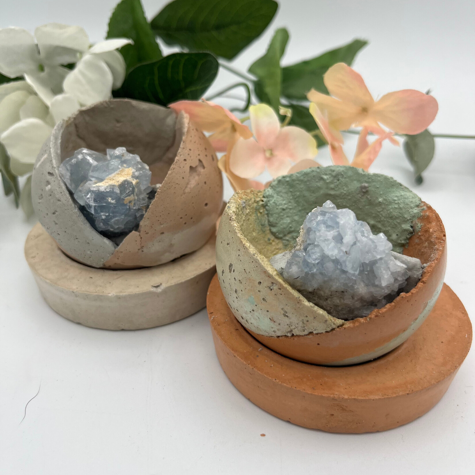 Little McKfarm 2pc Small Blue Calcite Planter - Each Unique
