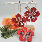 Piazza Art Hibiscus Wood Ornament 4" @Piazza.Art