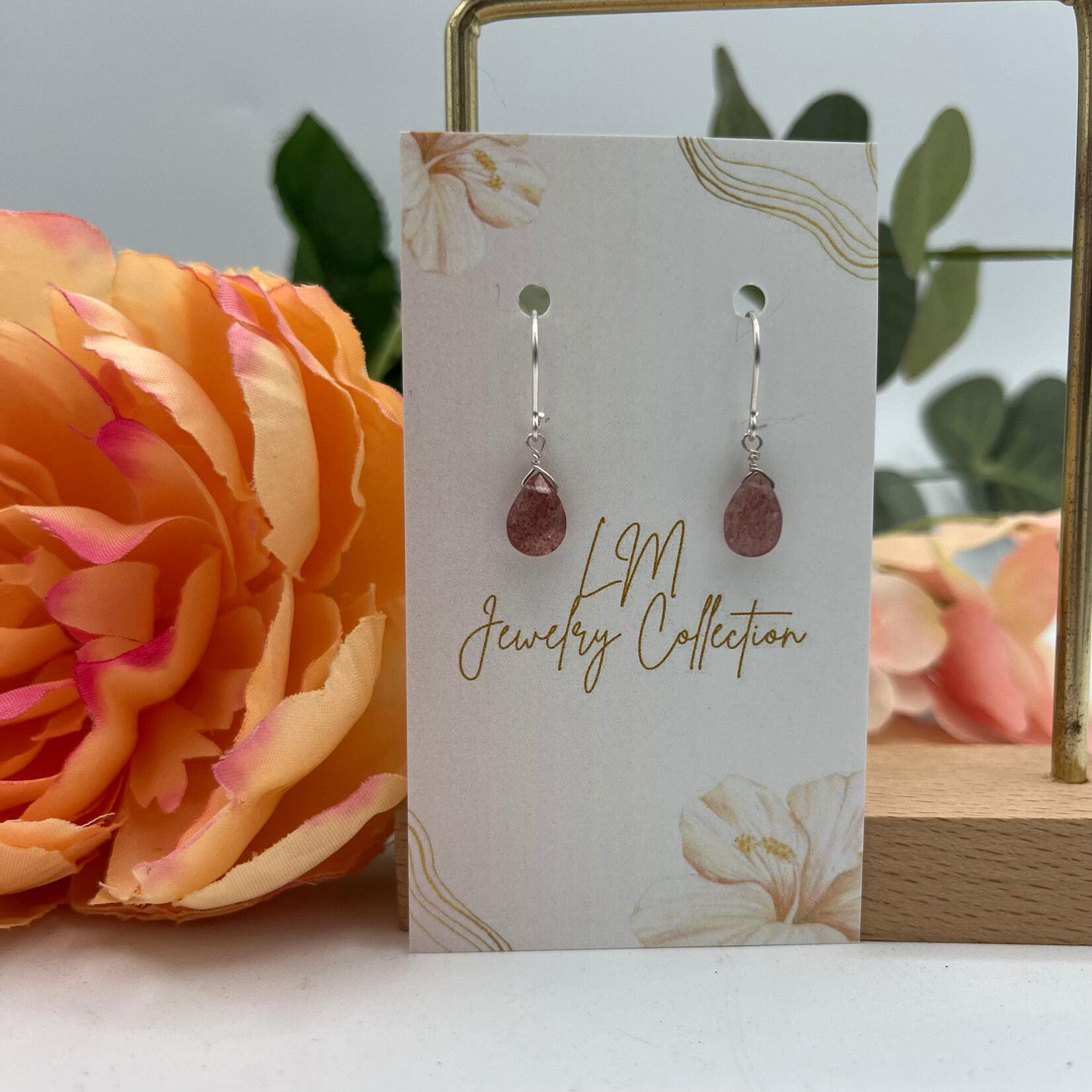 Little McKfarm Strawberry Quartz SS Earrings
