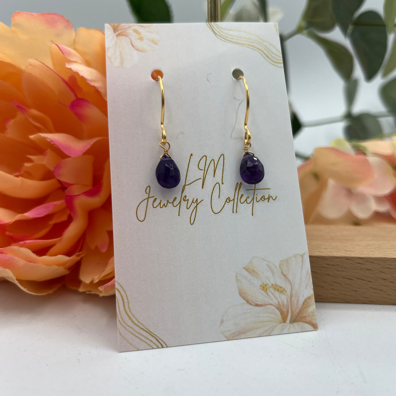 Little McKfarm Amethyst Pear GP Earrings