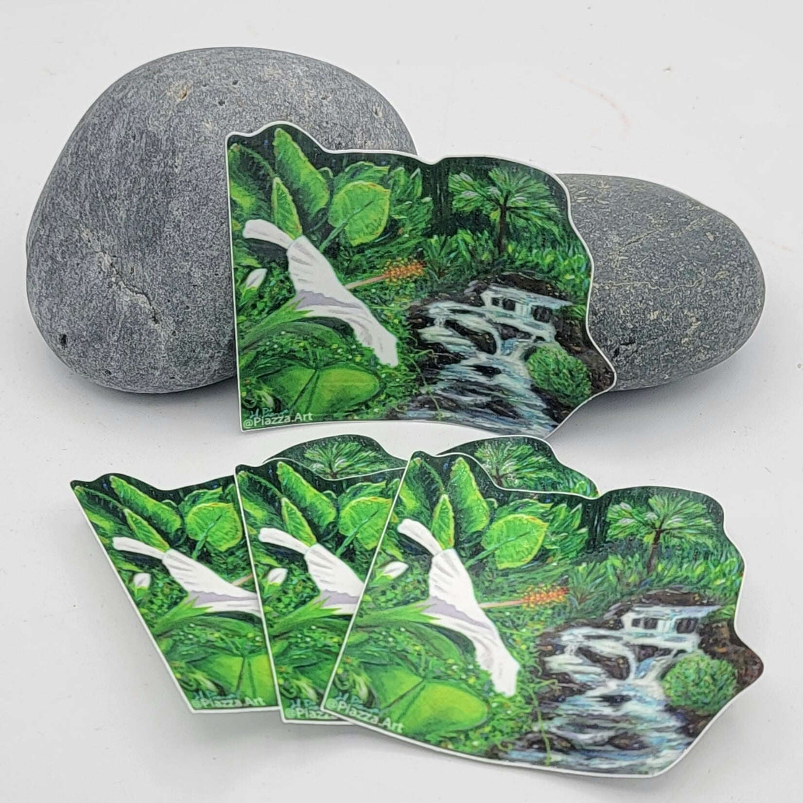 Piazza Art White Hibiscus @Piazza.Art Vinyl Sticker 3”