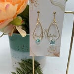 Little McKfarm Marquise Seafoam Glass Bead GP Hoop Earrings