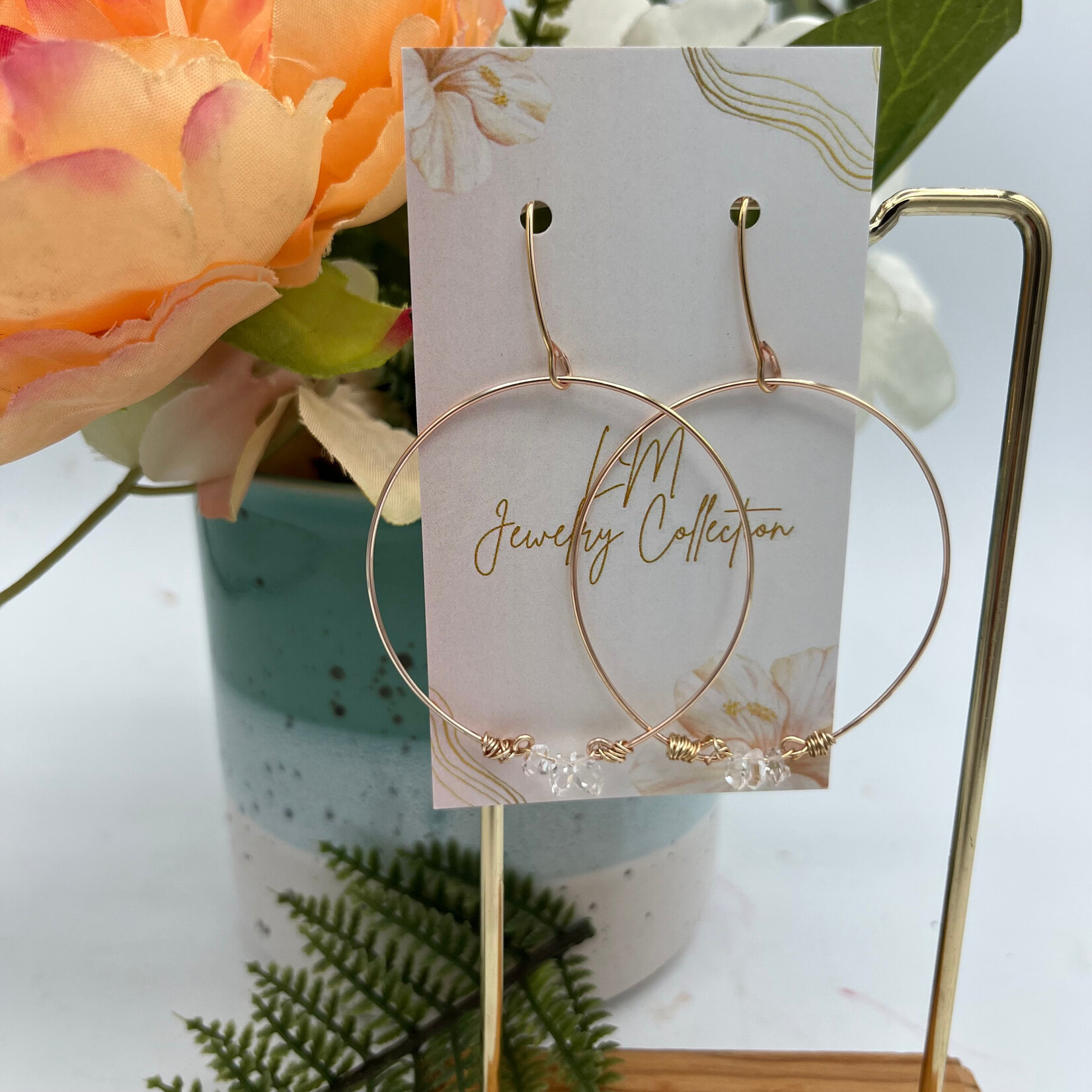 Little McKfarm Large Hoop Crystal Quartz GP Earrings