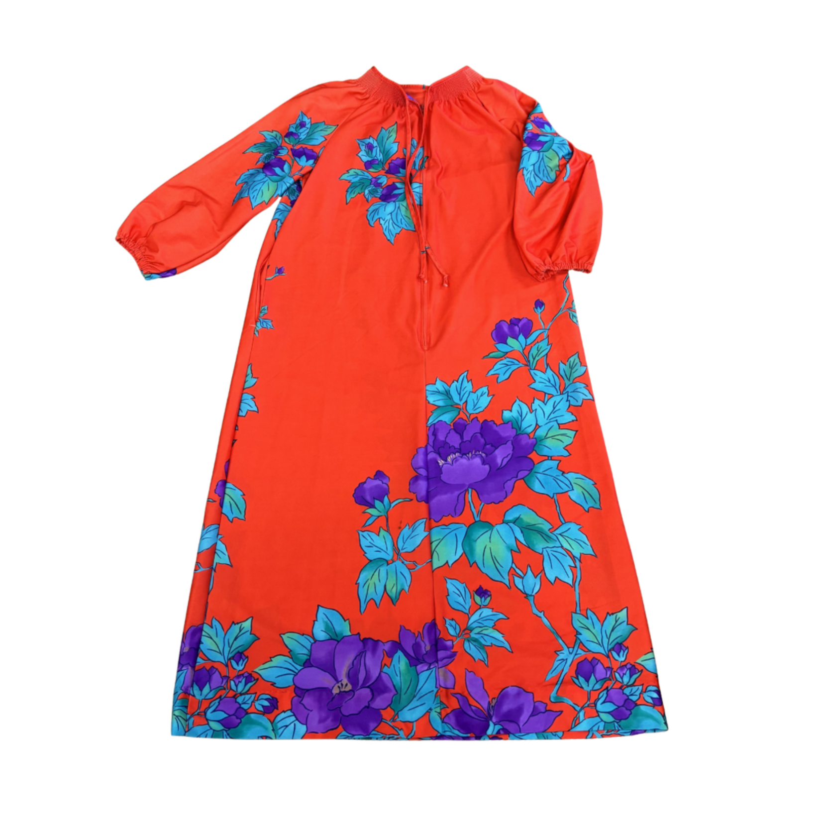 Mission Zero Women’s Vintage House Dress - No Label- Red Mu’umu’u - M