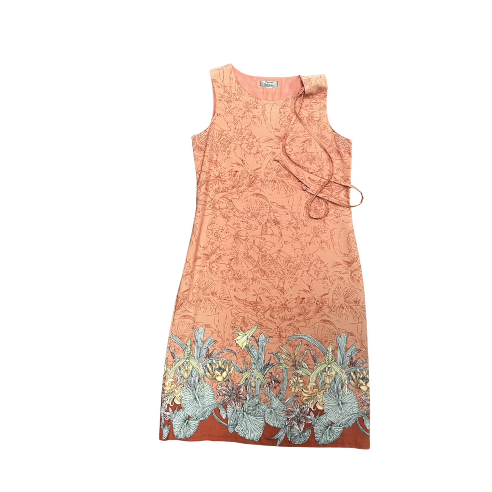 Mission Zero Reloved Hawaiian Dress - Tommy Bahama - 90-'s Silk Coral Orchid Border - Medium