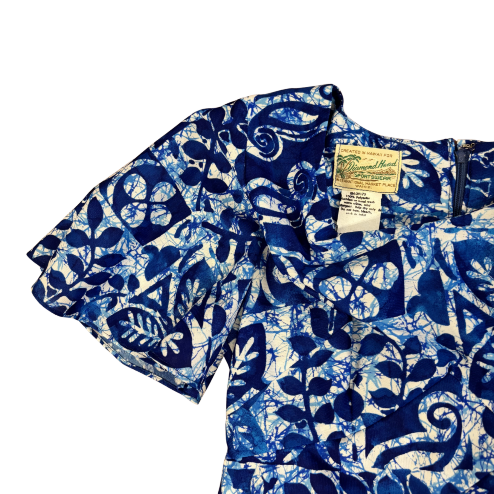 Mission Zero Women’s Vintage Mu’u Mu’u - Diamond Head - 70's Blue Tiki - XS (8)