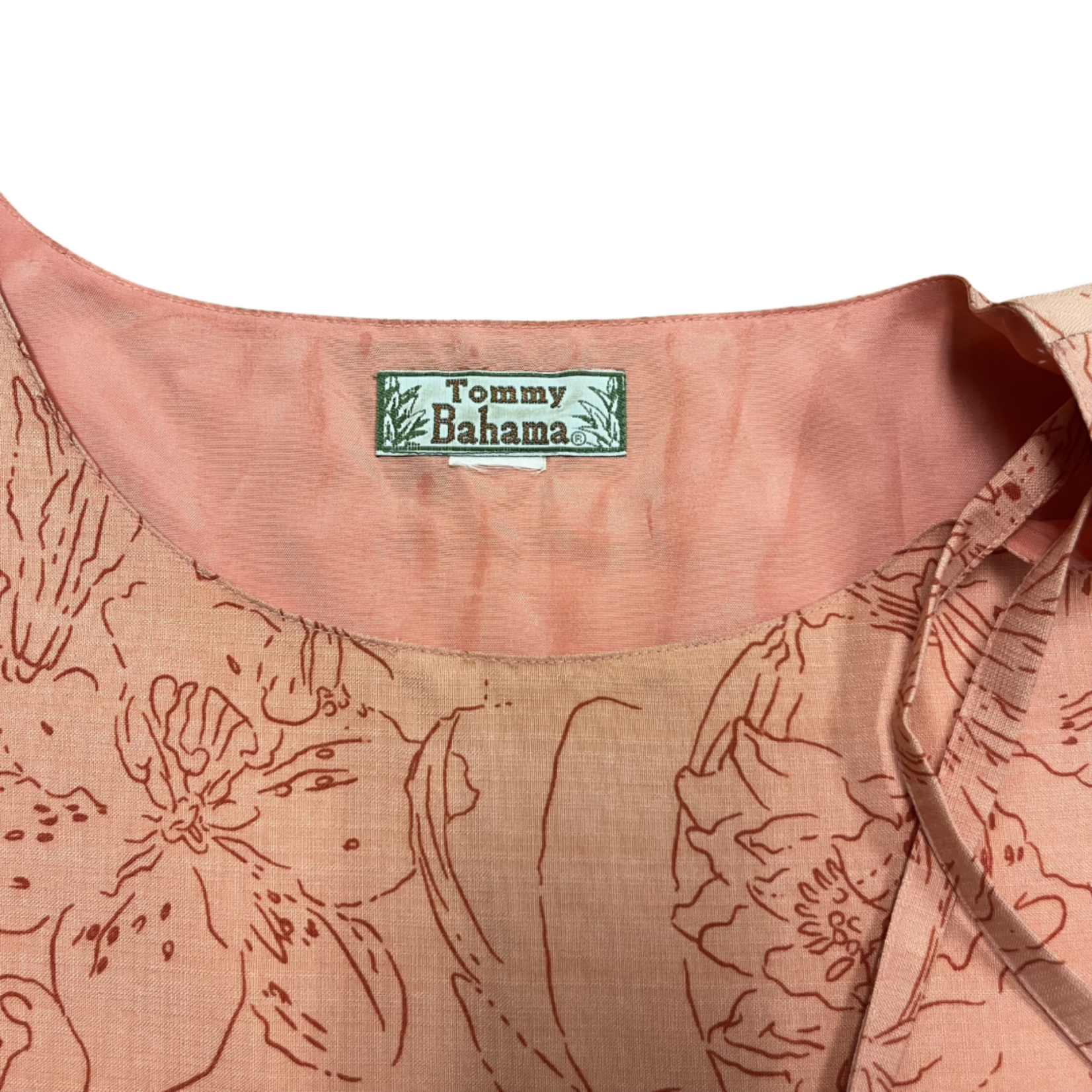 Mission Zero Reloved Hawaiian Dress - Tommy Bahama - 90-'s Silk Coral Orchid Border - Medium