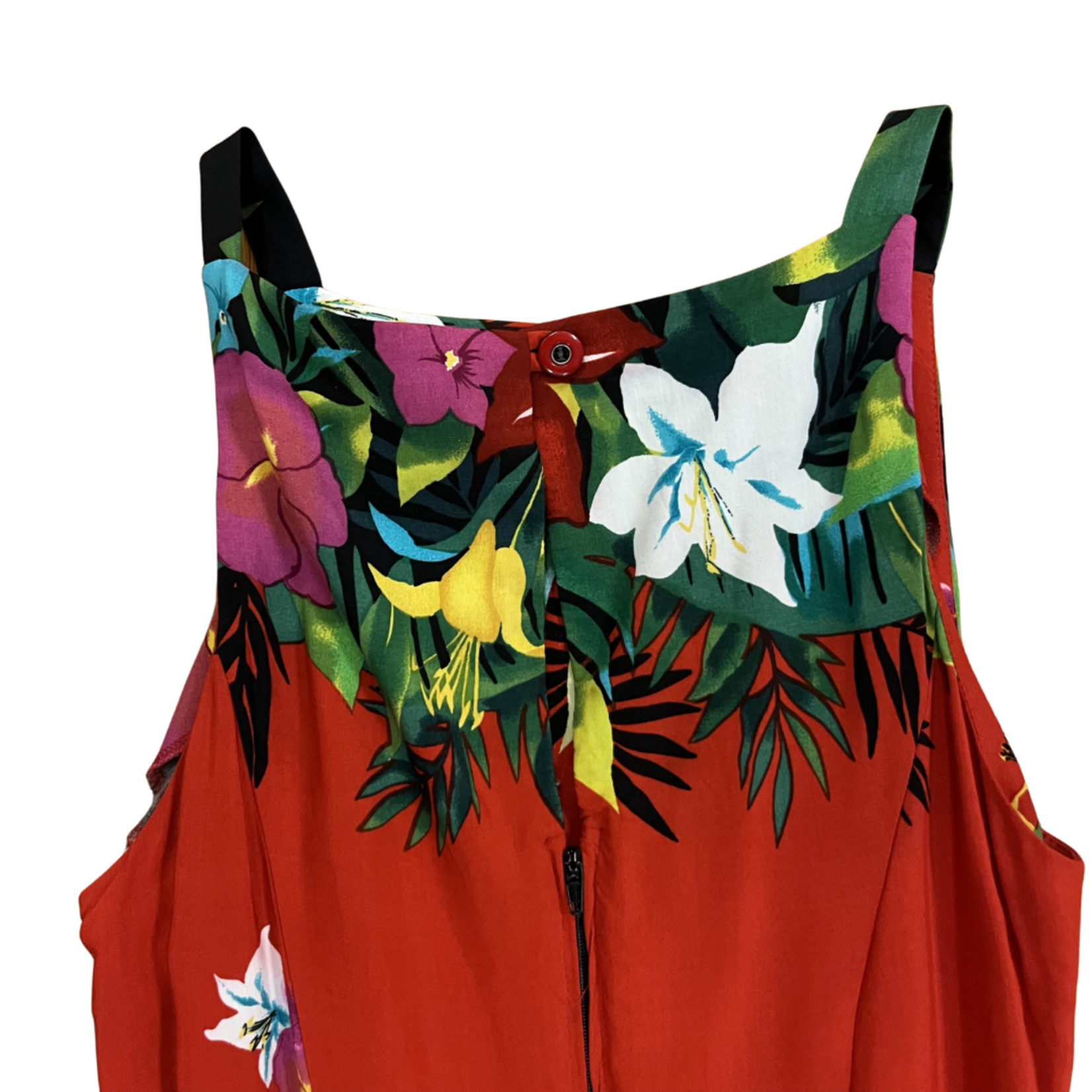 Mission Zero Vintage Dress - 90's Red Tropical Fit Flare - All That Jazz - Small