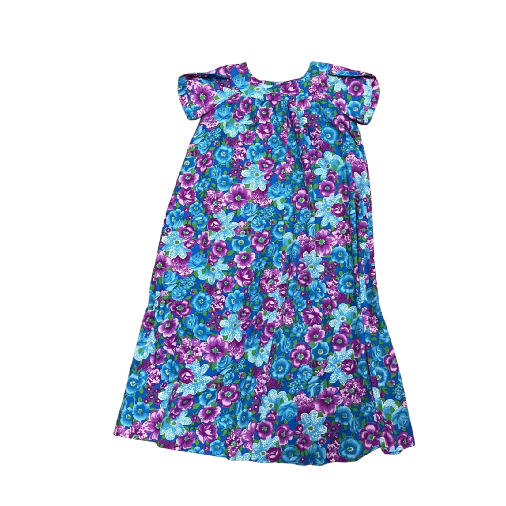 Mission Zero Vintage Mu'umu'u - No Label 70's Flower Power Blue/Purple
