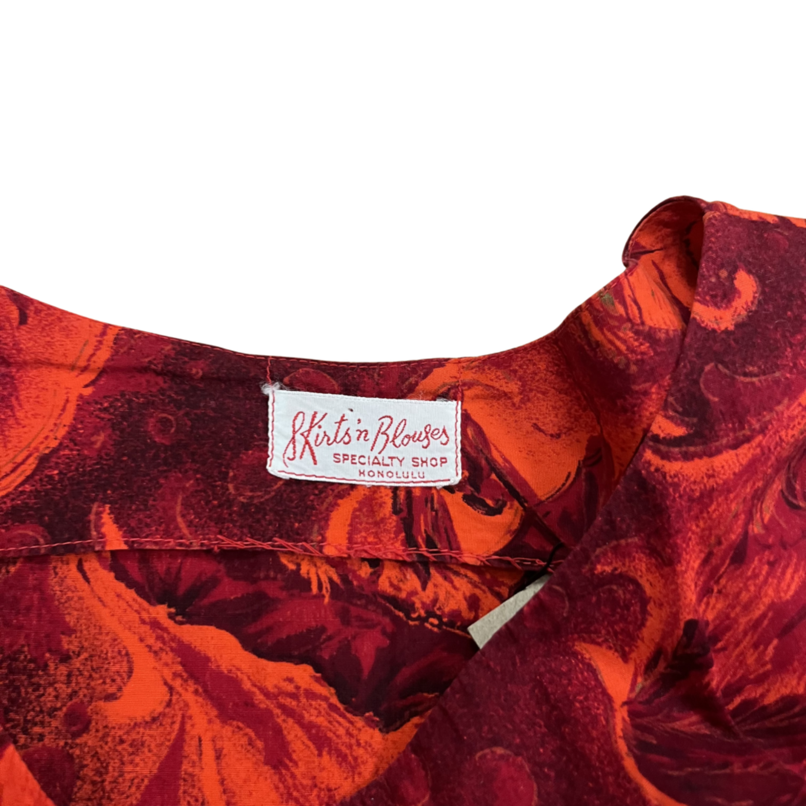 Mission Zero Vintage Mu'umu'u - Skirts & Blouses Red Tiki Print - Small