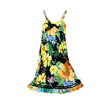 Mission Zero Vintage Women’s Dress - Jams World - Abstract Flower Velvet Trim  - M