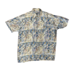 Mission Zero Men's Silk Aloha Shirt - Kahala - Abstract Fish - L - has hole on Shoulder