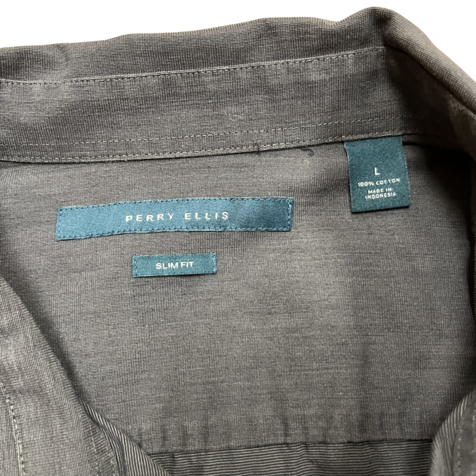 Mission Zero Men’s ReLoved Dress Shirt - Perry Ellis - Charcoal - L Slim