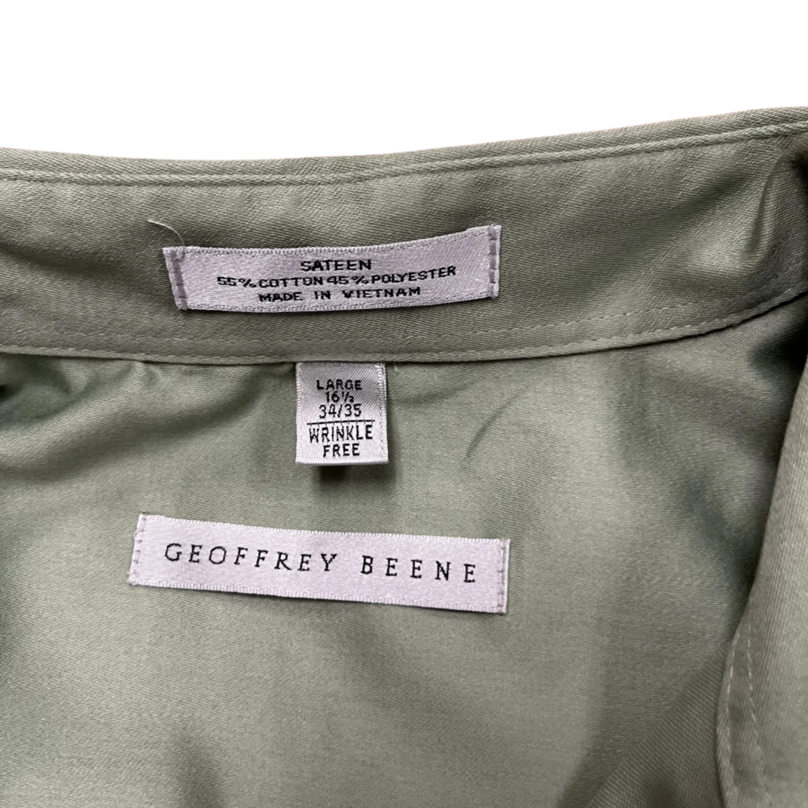 Mission Zero Men’s ReLoved Dress Shirt - Geoffrey Beane - Green Sateen- L