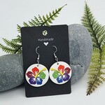 Piazza Art Rainbow Hibiscus Piazza Art Stainless Steel Circle Earrings