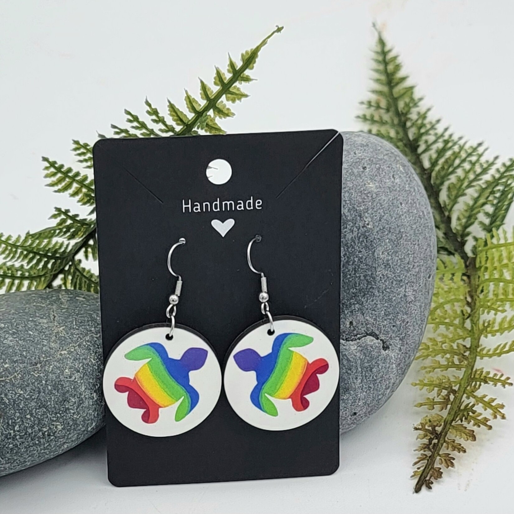 Piazza Art Rainbow Honu Piazza Art Stainless Steel Circle Earrings