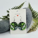 Piazza Art White Hibiscus Piazza Art Stainless Steel Circle Earrings