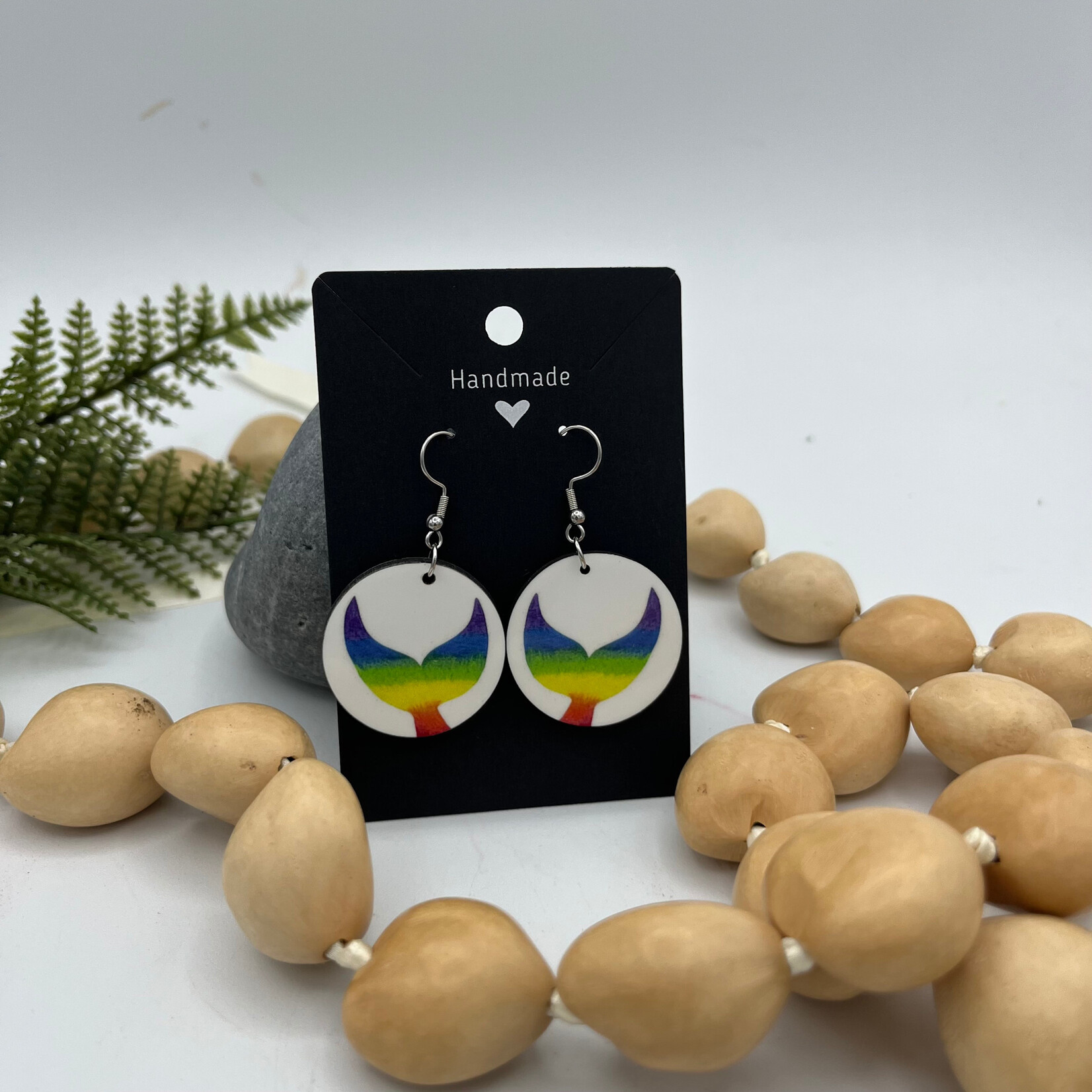 Piazza Art Rainbow Whale Tail Circle SS Earrings