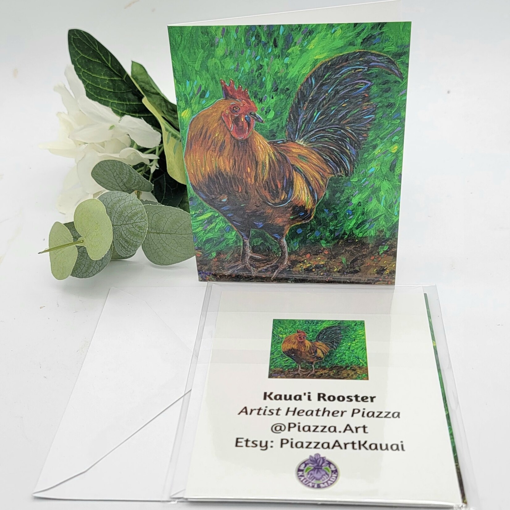 Piazza Art Kauai Rooster Art Card 4 1/2" x 5 1/2"