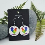 Piazza Art Rainbow Rooster Piazza Art Stainless Steel Circle Earrings
