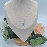Kione’s Prism Jewelry Swiss Blue Topaz Solitare + 14kt Yellow GF Necklace