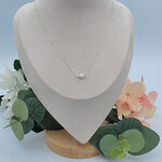 Kione’s Prism Jewelry Solitare FW White Pearl 5mm + SS Necklace