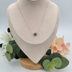 Kione’s Prism Jewelry Solitare Black FW Pearl 8mm + 14kt Rose GF Necklace