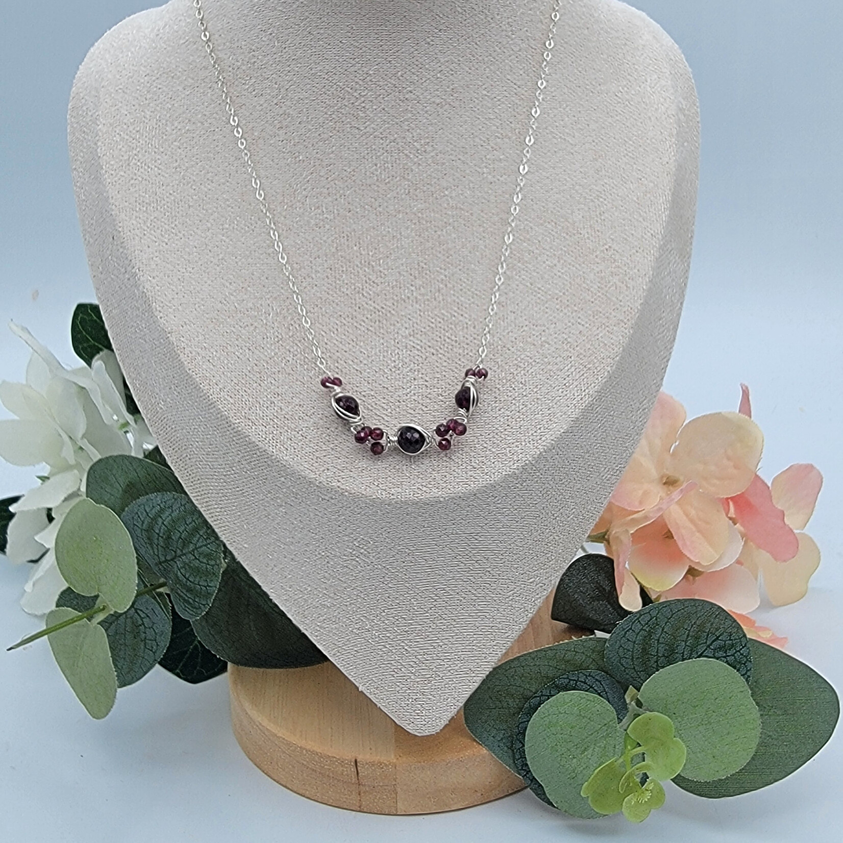 Kione’s Prism Jewelry Garnet + SS Necklace