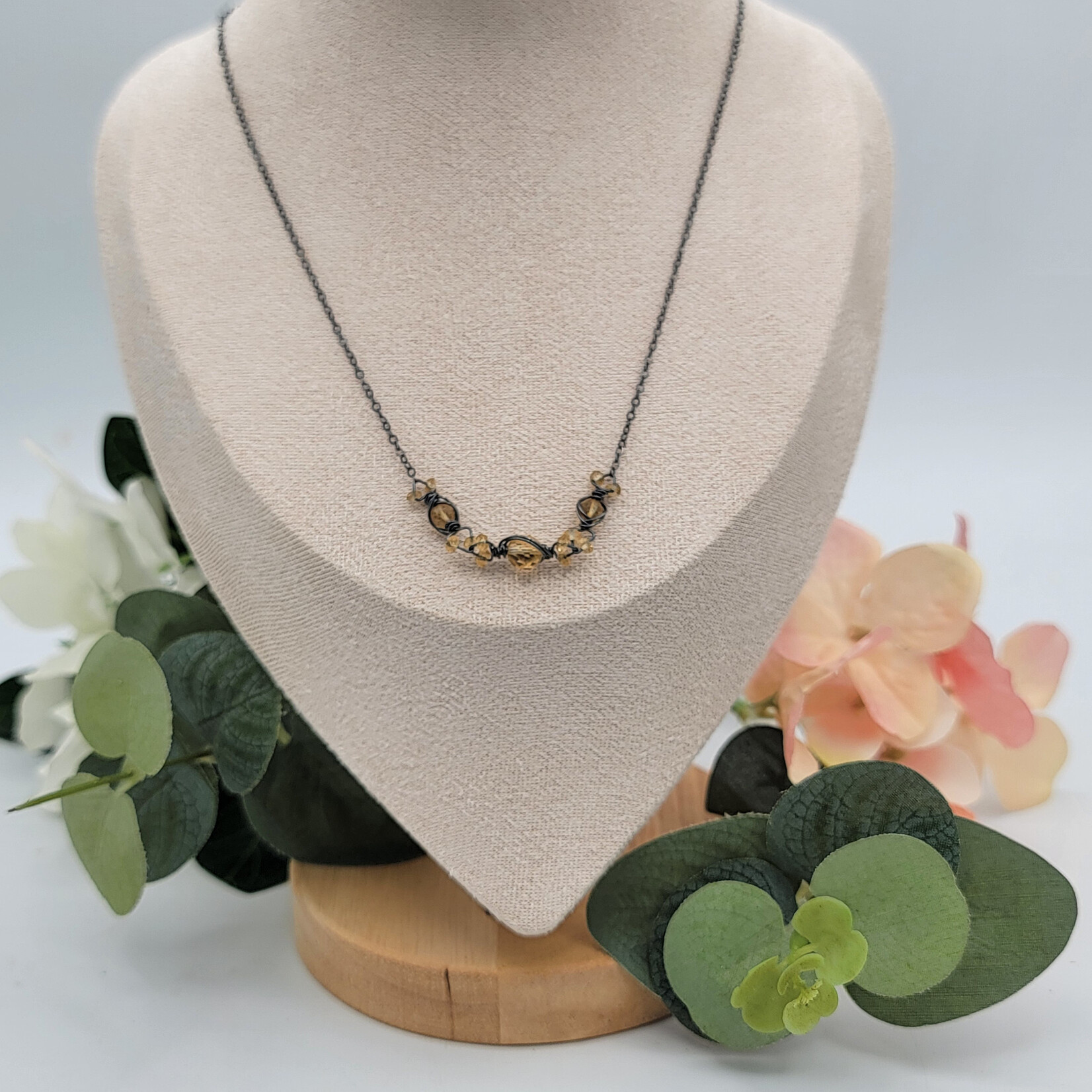 Kione’s Prism Jewelry Citrine + Oxidized SS Necklace