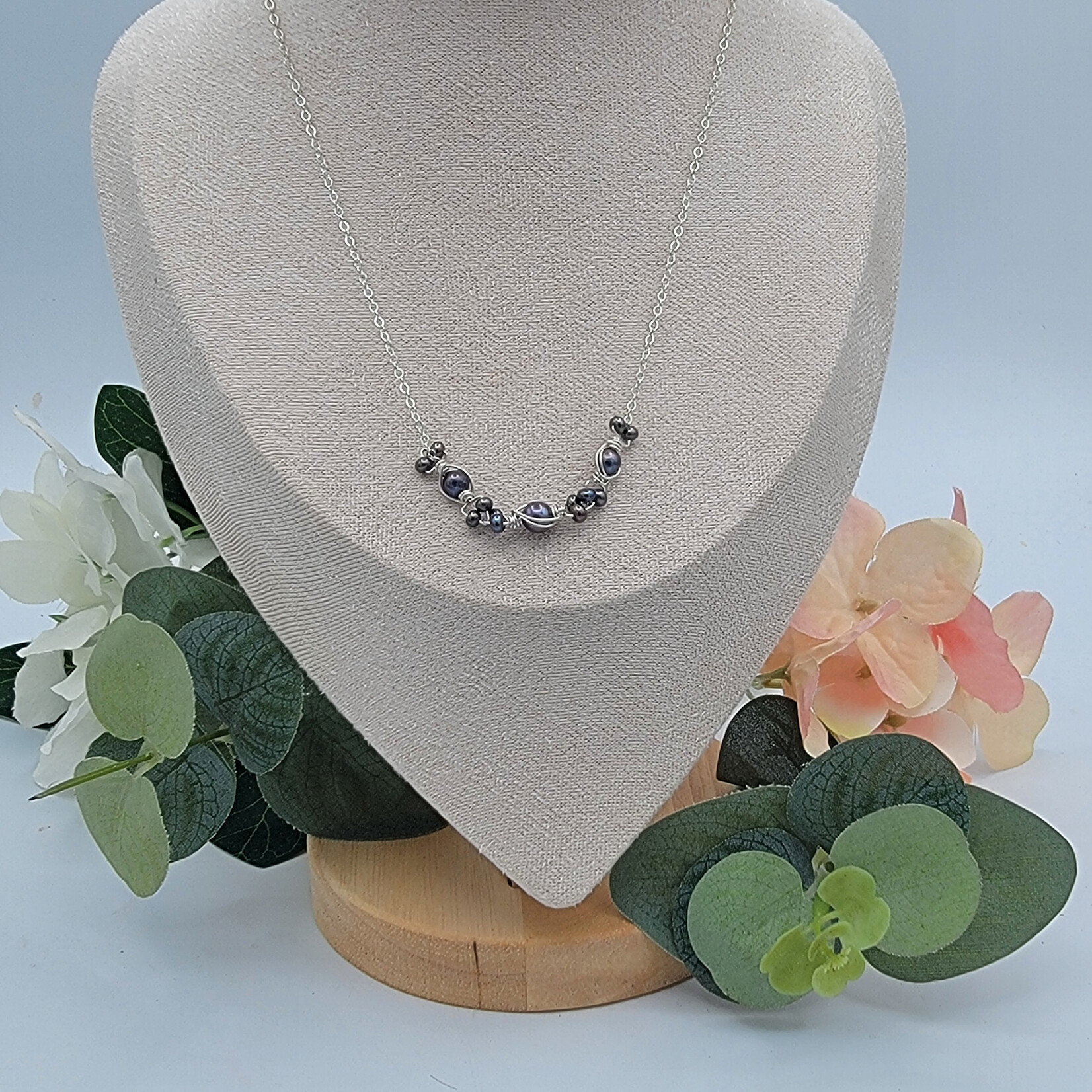 Kione’s Prism Jewelry Black FW Pearl + SS Necklace