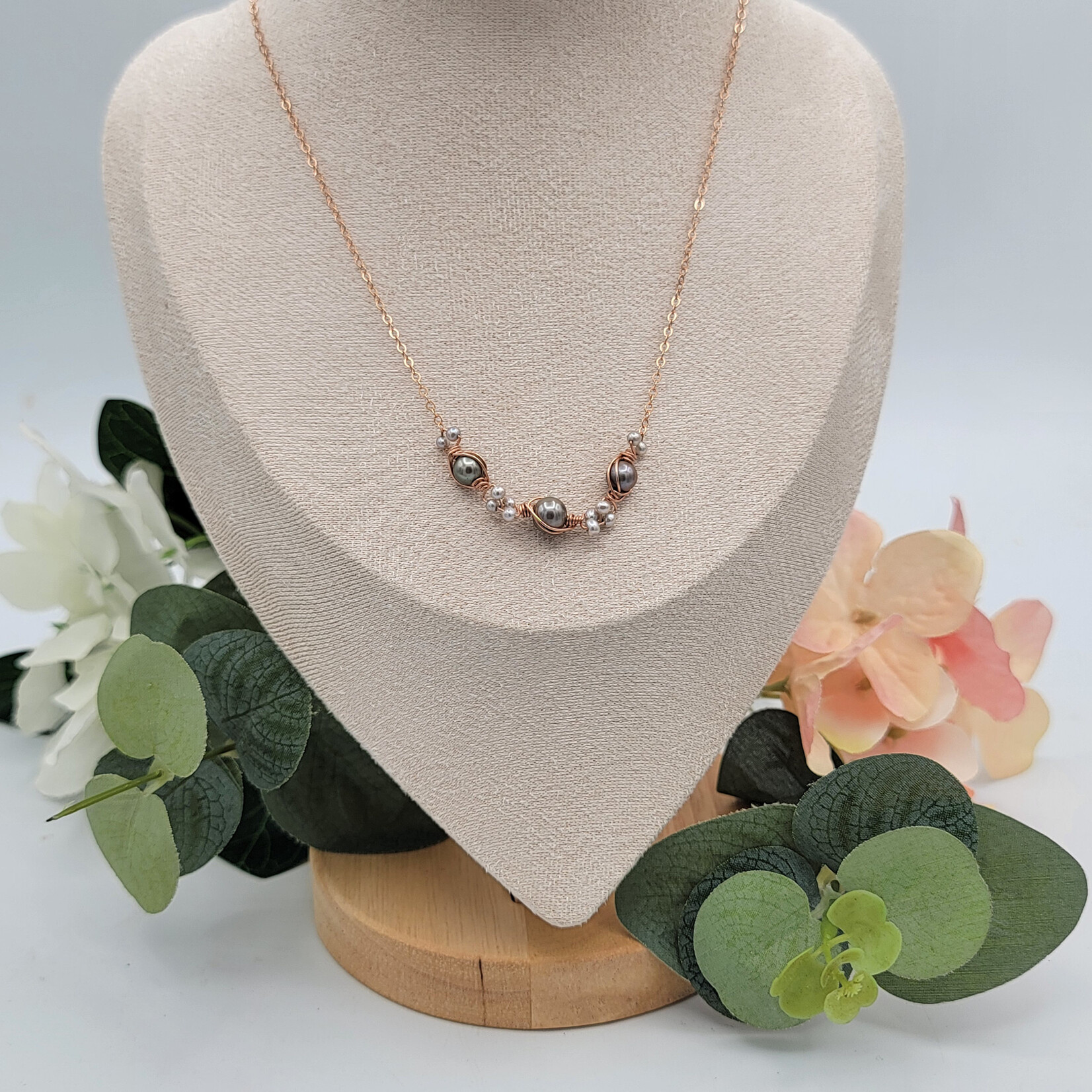 Kione’s Prism Jewelry Silver FW Pearl + 14kt Rose GF Necklace
