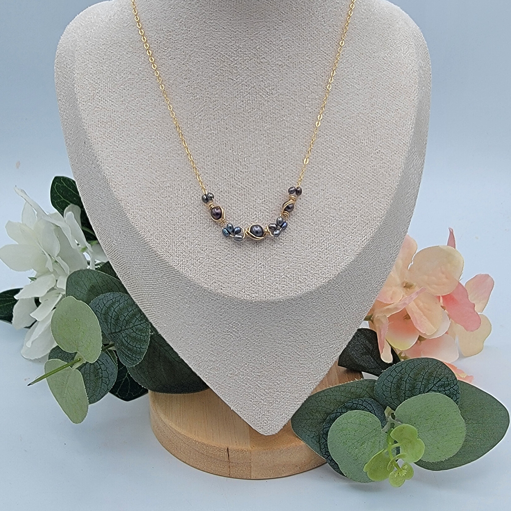 Kione’s Prism Jewelry Black FW Pearl + 14kt Yellow GF Necklace