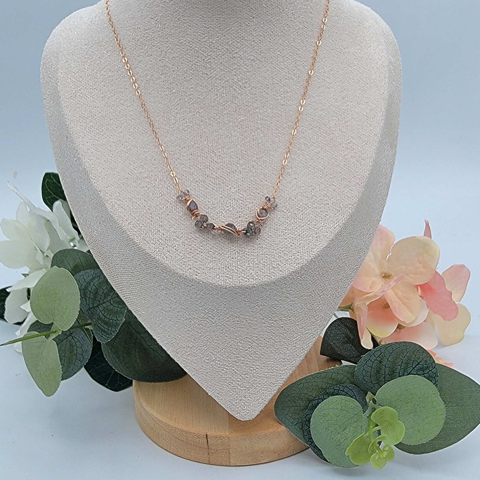 Kione’s Prism Jewelry Labradorite + 14kt Rose GF Necklace
