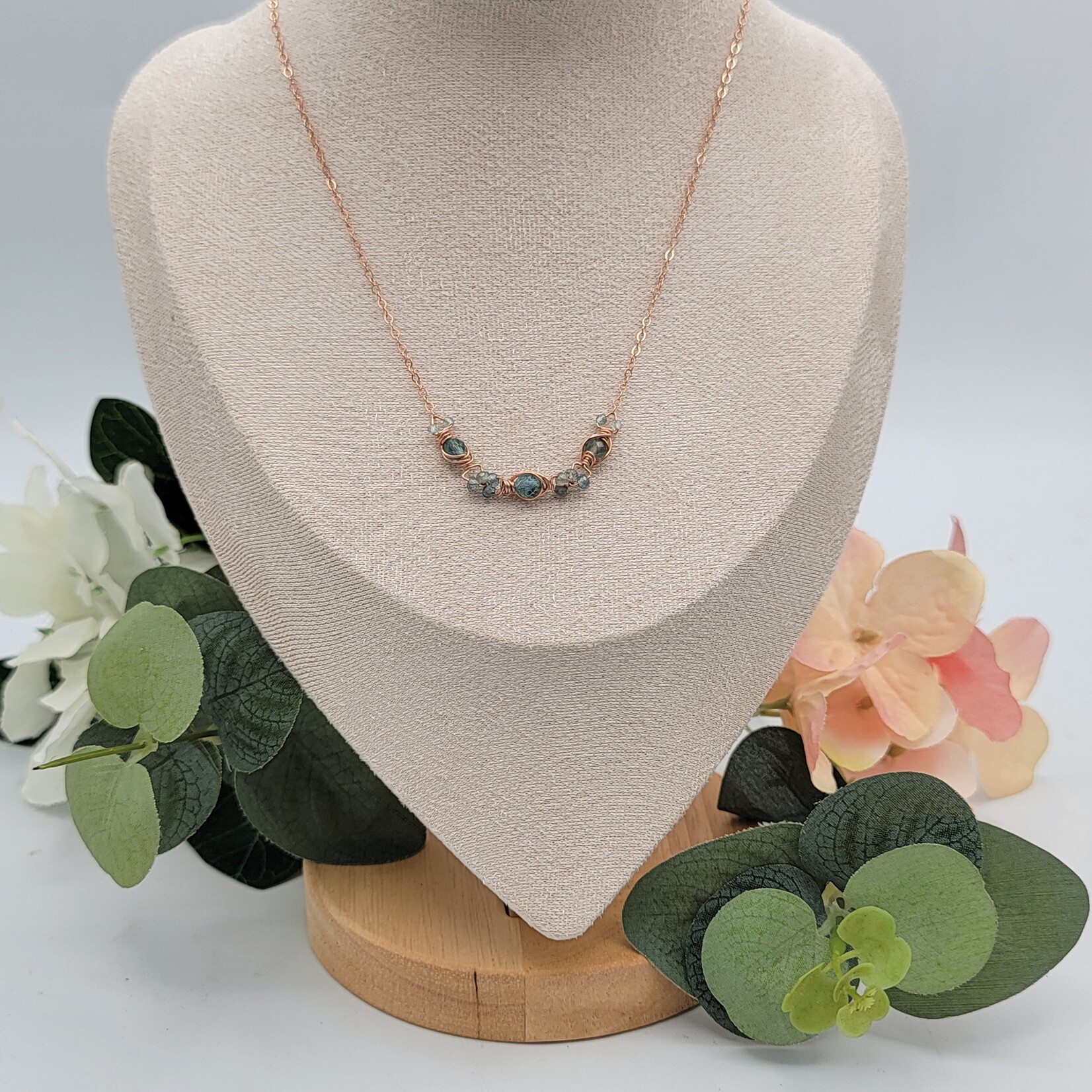 Kione’s Prism Jewelry Apatite + 14kt Rose GF Necklace