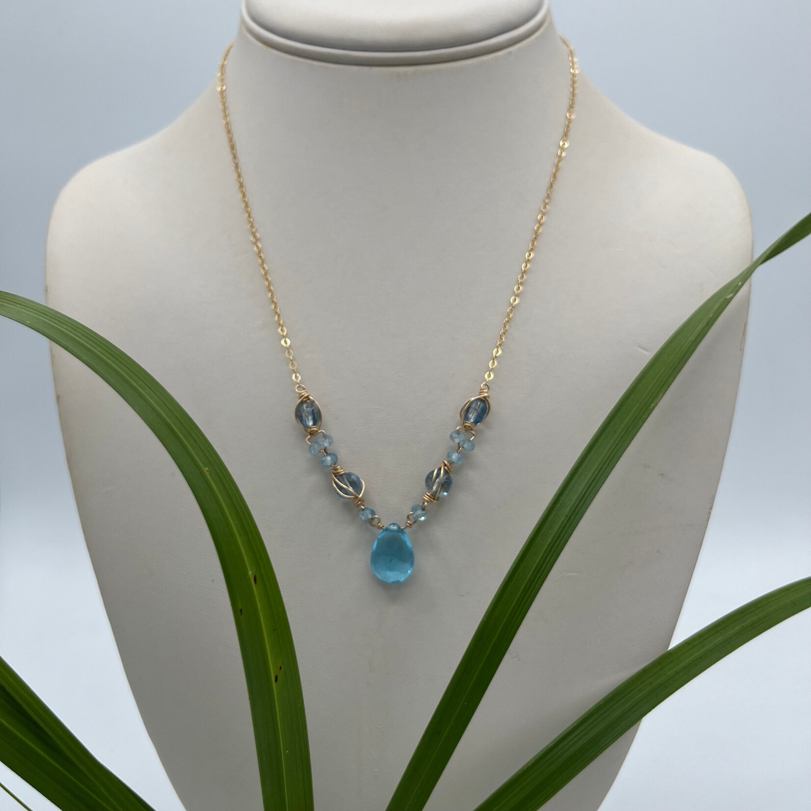Kione’s Prism Jewelry Swiss Blue Topaz + 14kt Yellow GF Necklace