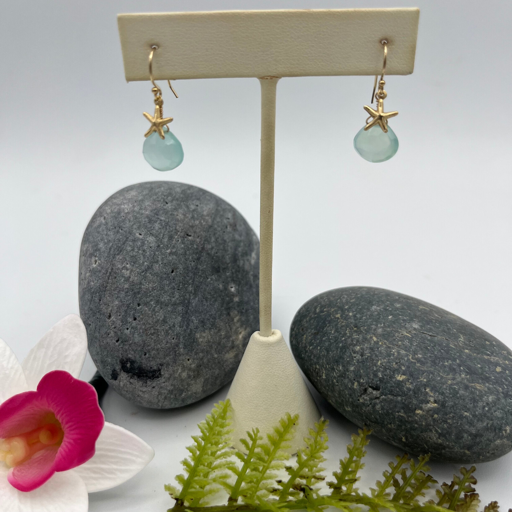 GKS - Grace K Studio Chalcedony + Starfish Charm GF Earrings